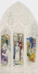 Study For A Three-light Stained Glass Window: Scenes From The Life Of Mary by Sarah Henrietta Purser