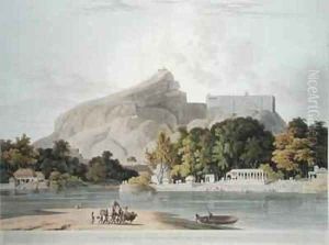 The Rock of Trichinopoly taken on the River Cauvery by Thomas Daniell
