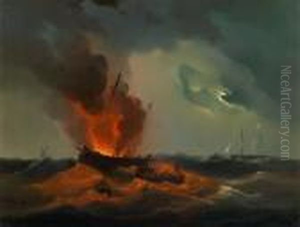 Feuer Auf Hoher See In Einer Mondnacht - view 1