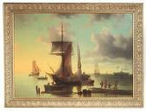 Sailing Boats At Sunset
Returning Into The Harbour. Oil/canvas, On One Of The Ship's Rail Signed by Josef Carl Berthold Puttner