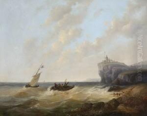 Fischerboote Vor Felsiger
Meereskuste. by Josef Carl Berthold Puttner
