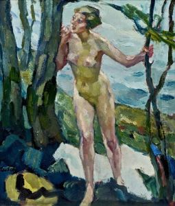Weiblicher Akt Mit Baumen by Leo Putz