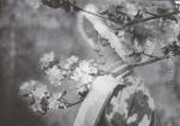 Woman With Cherry Blossoms - view 1