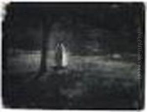 Female Figure Walking Through A Grove Of Trees