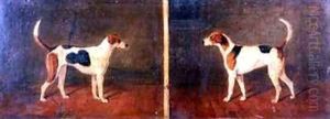 Two Foxhounds in Interiors by Joshua Dalby