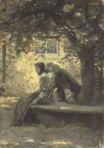 Two Lovers In A Garden by Howard Pyle