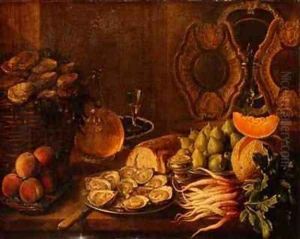A Still Life with Oysters and Fruit by Nicholas Desportes