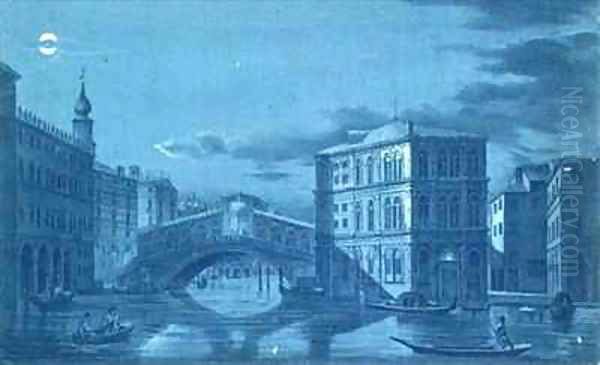 Nocturnal Scene of the Ponte di Rialto Venice - view 1