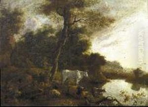 Paesaggio Lacustre Con Armenti