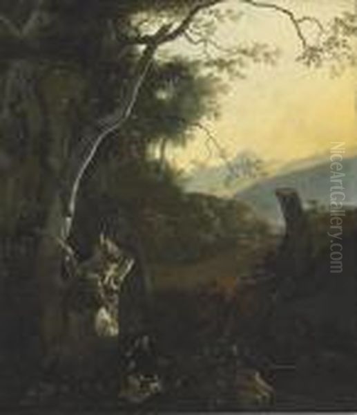 Travelers In A Wooded Landscape - view 1