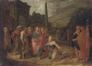 Christ And The Woman Taken In Adultery by Jan Pynas