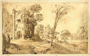 Recto: River Landscape With A
Ruined Castle, Figures, And Bridges To The Left Verso: Study Of Two
Figures by Jan Pynas