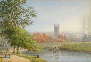 Magdalen Tower From Christchurch Meadow, Oxford, With Figures Out Punting And Walking Magdalen Tower From Christchurch Meadow, Oxford, With Figures Out Punting And Walking
