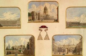 Five Views Of Christ Church, 
Oxford, To Include Peckwater Quad, Tom Tower From St Aldates, And Tom 
Quad