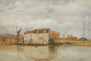 River Scene With Mill by Thomas Pyne