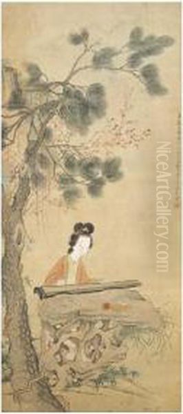 Lady Playing Qin - view 1