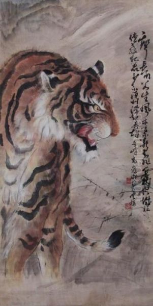Scroll Depicting A Tiger - view 1
