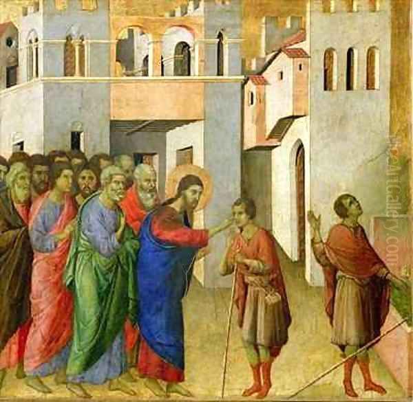 Jesus Opens the Eyes of a Man Born Blind 4 by Buoninsegna Duccio di