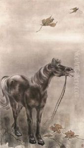 Horse And Fallen Leaves by Gao Qifeng