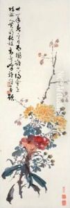 Cockscomb And Chrysanthemum by Gao Qifeng