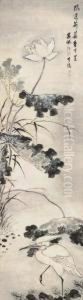Egret By A Lotus Pond by Gao Qipei