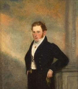 Portrait Of A Gentleman Leaning On A Column.
