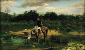 "l'inverno In Sardegna (cavaliere Sardo Al Guado)" 1883