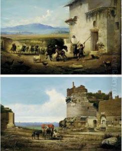 The Round-up And Traveler At Rest: Two Paintings by Carel Max Gerlach Quaedvlieg