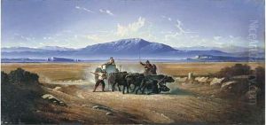 Traino Di Bufali Nella Campagna Romana by Carel Max Gerlach Quaedvlieg