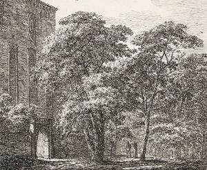 Gotisches Gebaude Mit Altane In Baumreicher Landschaft by Domenico II Quaglio