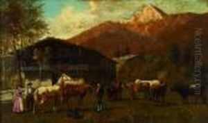 Bauerngehoft In Den Alpen by Franz Quaglio
