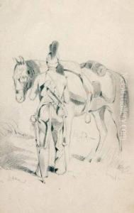 Ulan Mit Pferd. by Franz Quaglio