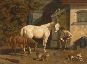 Bauer Mit Stute, Fohlen Und Hunden
Vor Dem Bauernhaus. Bauer Mit Stute, Fohlen Und Hunden
Vor Dem Bauernhaus.