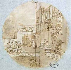 The Masons Workshop by Jean-Charles Develly
