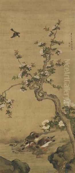 Birds, Flowers And Mandarin Ducks - view 1