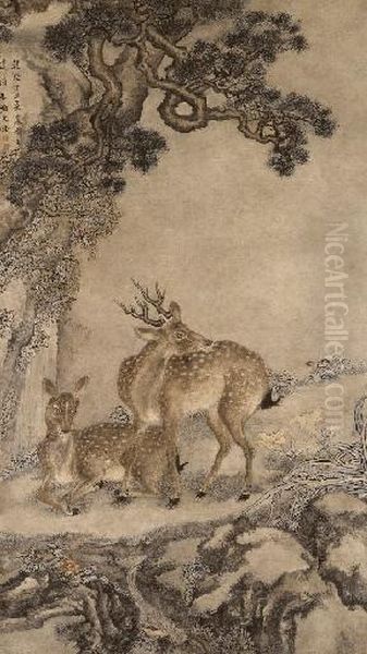Deer And Pine - view 1