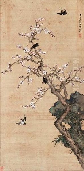 Peach Blossom And Returning Swallows - view 1