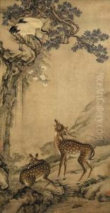 Cranes And Deer by Shen Quan