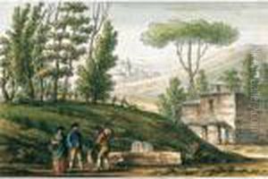 Paesaggio Con Figure Vicino A Un Fontanile Ed Edifici