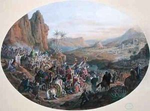 Design for a set of plates depicting The Pilgrimage to Mecca by Jean-Charles Develly
