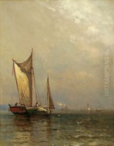 Sailboats On The Hudson by Arthur Quartley