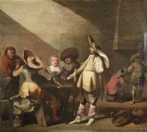 Kartenspielende Soldaten In Einem Interieur by Pieter Jansz. Quast