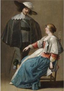 A Cavalier Propositioning A Seated Lady by Pieter Jansz. Quast