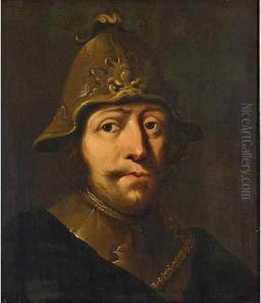 A Tronie Of A Soldier, Head And Shoulders, Wearing A Helmet And A Gorget - view 1