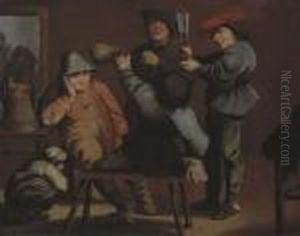 Peasants Drinking And Smoking In An Interior