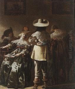 An Elegant Company In An Interior by Pieter Jansz. Quast