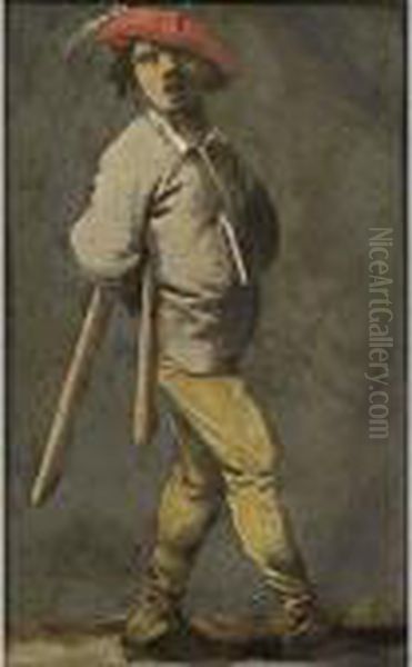 A Standing Man With A Flail - view 1