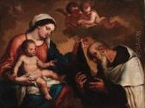 The Madonna And Child With Saint Dominic (?) by Erasmus II Quellin (Quellinus)