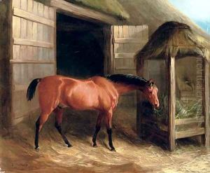A hunter in a stable by Richard Barrett Davis