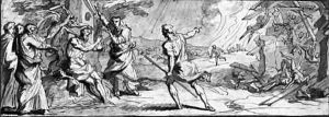 Saint Benedict casting out the devil from a possessed monk by Antoine Dieu